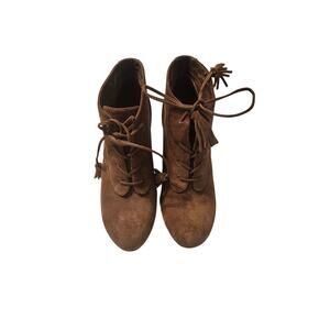 Jessica Simpson Suede Lace Up Wedge Boots 7.5 Medium